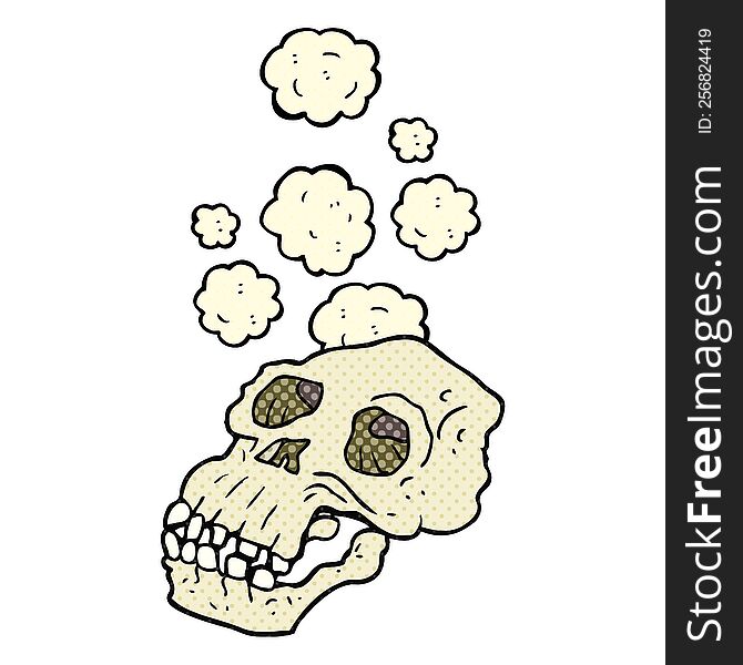 freehand drawn cartoon ancient skull