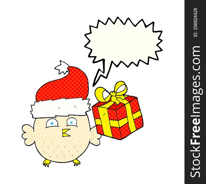 Comic Book Speech Bubble Cartoon  Christmas Owl