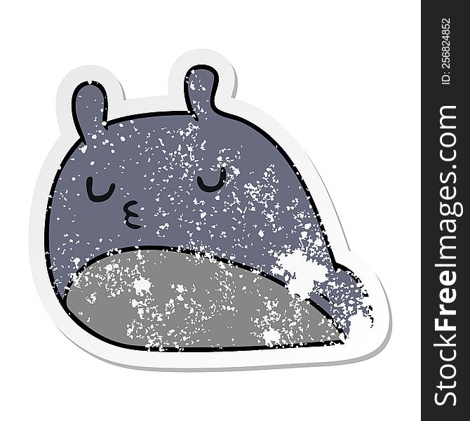 distressed sticker cartoon illustration kawaii fat cute slug. distressed sticker cartoon illustration kawaii fat cute slug