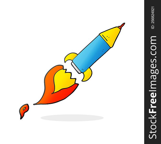 freehand drawn cartoon rocket