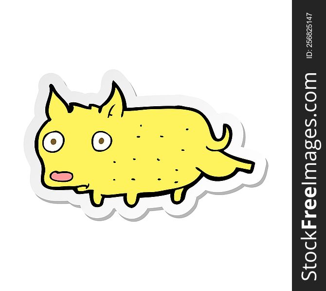 sticker of a cartoon little dog cocking leg