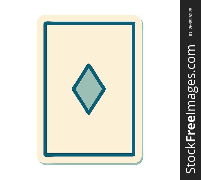 sticker of tattoo in traditional style of the ace of diamonds. sticker of tattoo in traditional style of the ace of diamonds