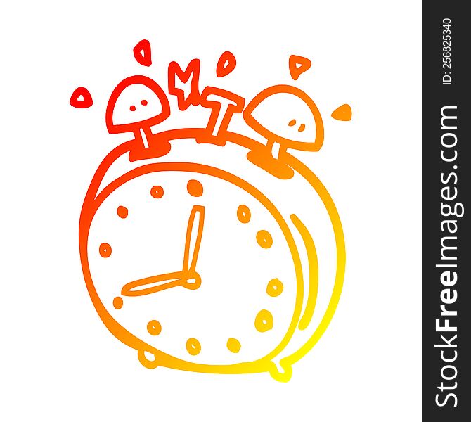 warm gradient line drawing cartoon alarm clock