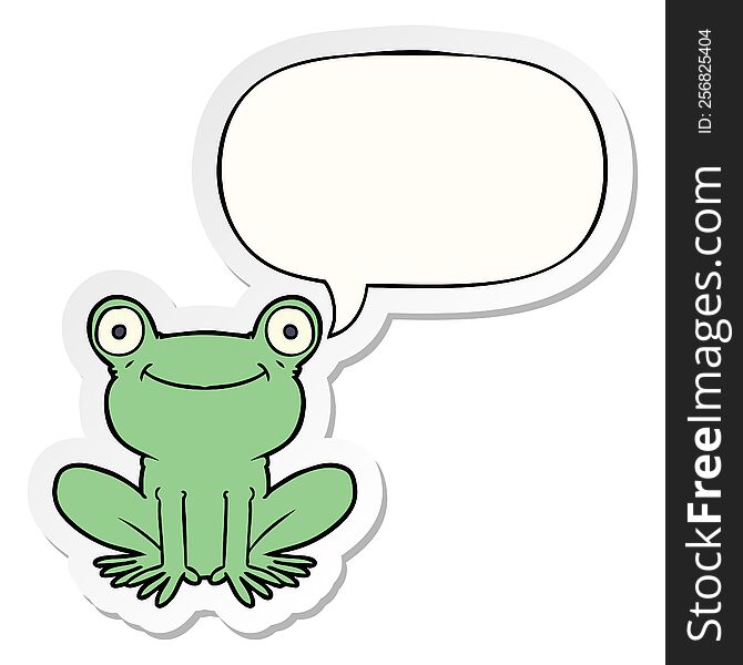 Cartoon Frog And Speech Bubble Sticker