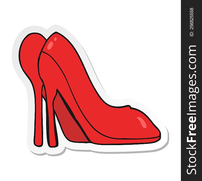 Sticker Of A Cartoon High Heel Shoes