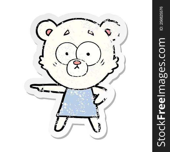 Distressed Sticker Of A Nervous Polar Bear Cartoon