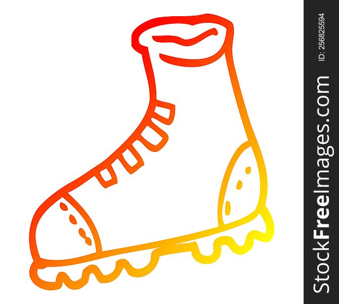 warm gradient line drawing of a cartoon walking boot