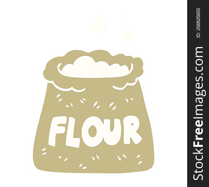 flat color illustration cartoon bag of flour
