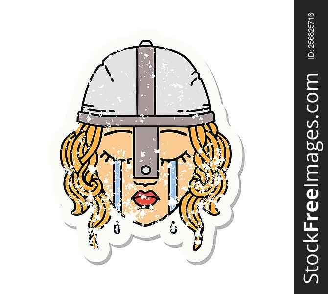 grunge sticker of a crying human fighter. grunge sticker of a crying human fighter