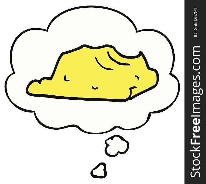 cartoon butter with thought bubble. cartoon butter with thought bubble