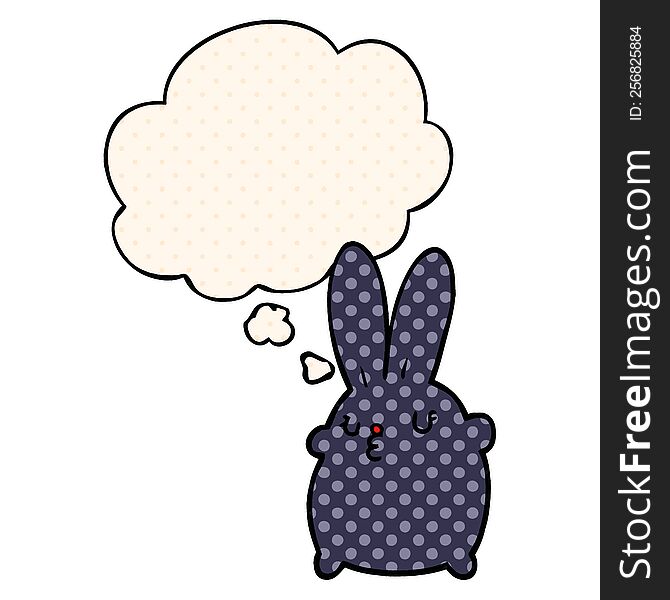 Cute Cartoon Rabbit And Thought Bubble In Comic Book Style