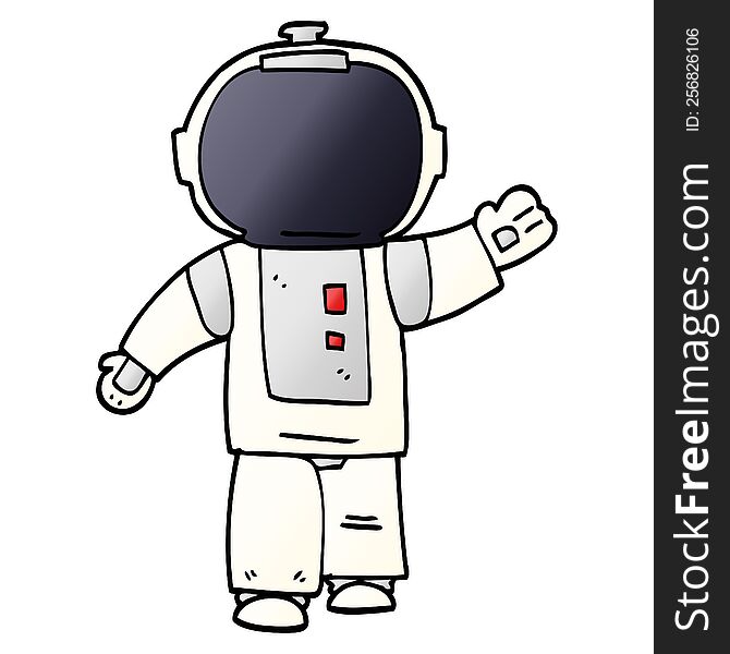 cartoon doodle walking astronaut