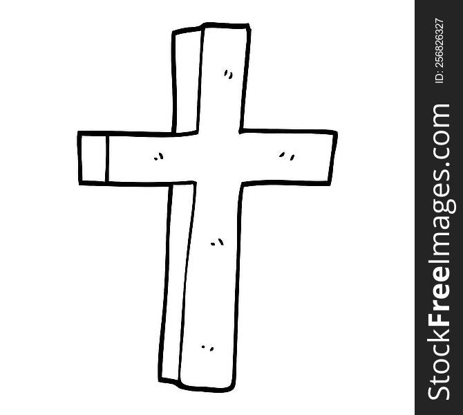 line drawing cartoon wooden cross