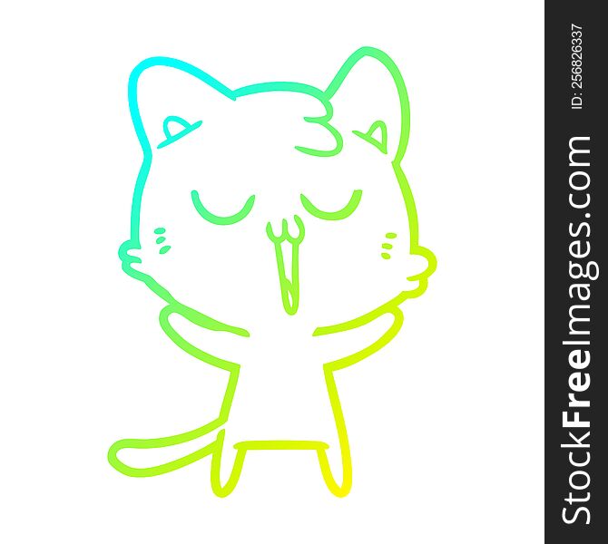 cold gradient line drawing cartoon cat singing