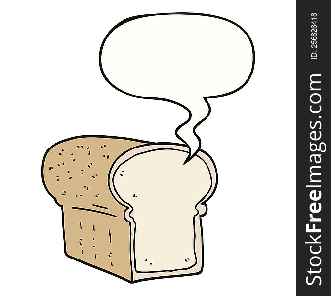 cartoon loaf of bread with speech bubble. cartoon loaf of bread with speech bubble