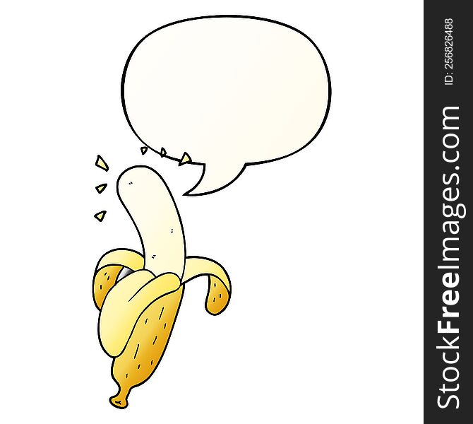 Cartoon Banana And Speech Bubble In Smooth Gradient Style