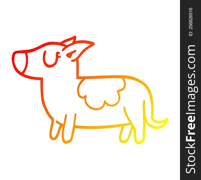 warm gradient line drawing cartoon standing dog