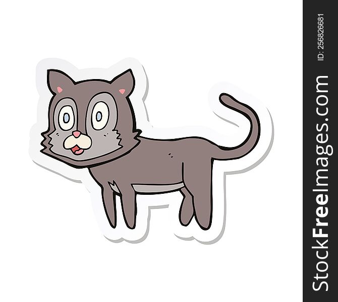 Sticker Of A Happy Cartoon Cat