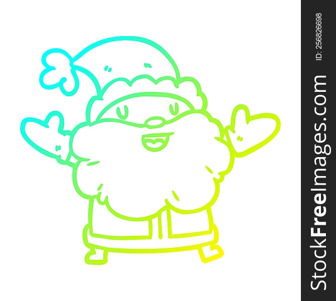Cold Gradient Line Drawing Santa Claus