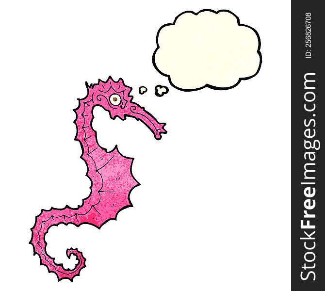 Cartoon Sea Horse With Thought Bubble