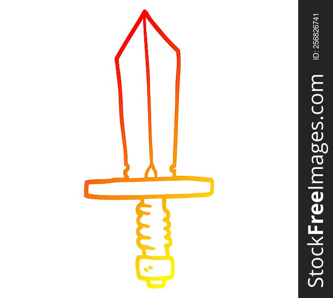 Warm Gradient Line Drawing Cartoon Dagger