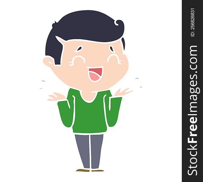 flat color style cartoon laughing confused man