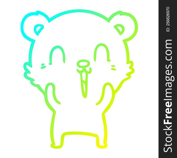 cold gradient line drawing of a happy cartoon bear