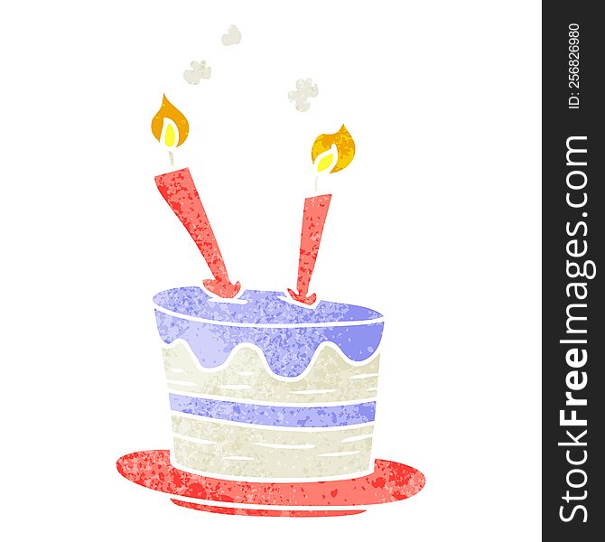 Retro Cartoon Doodle Of A Birthday Cake