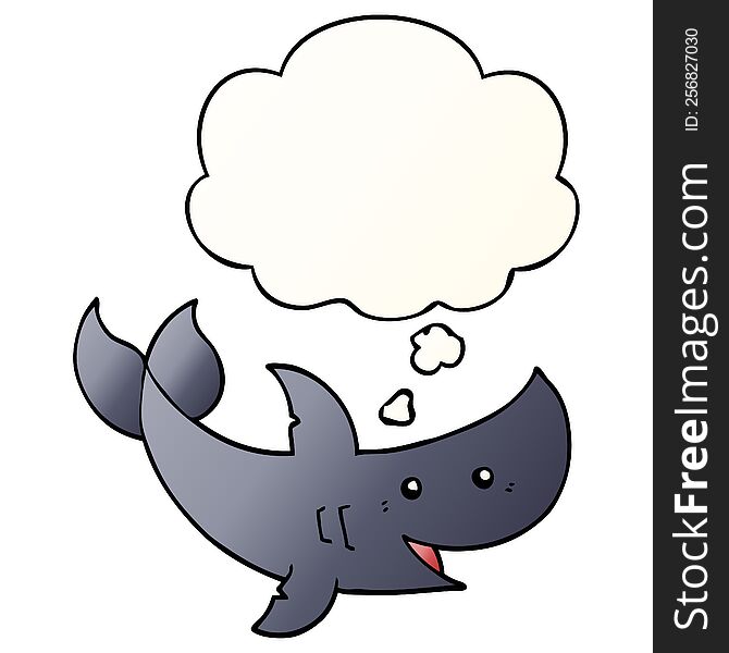 cartoon shark and thought bubble in smooth gradient style