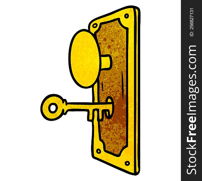 hand drawn textured cartoon doodle of a door handle