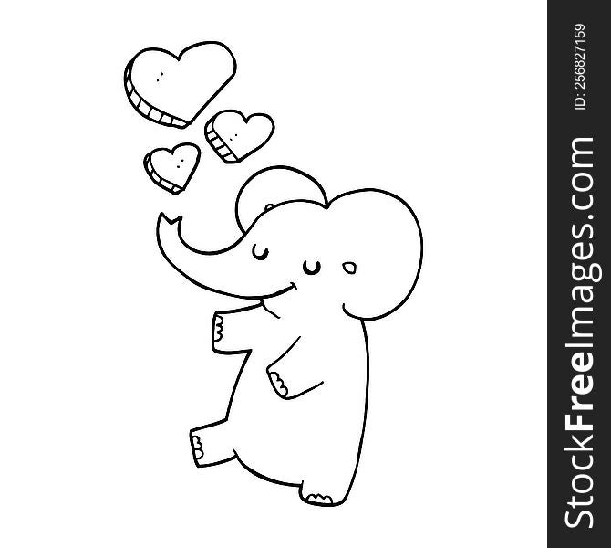 cartoon elephant with love hearts