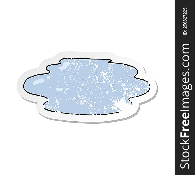 distressed sticker of a cartoon puddle of water