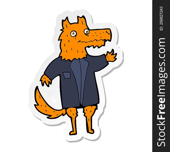 sticker of a cartoon fox businessman