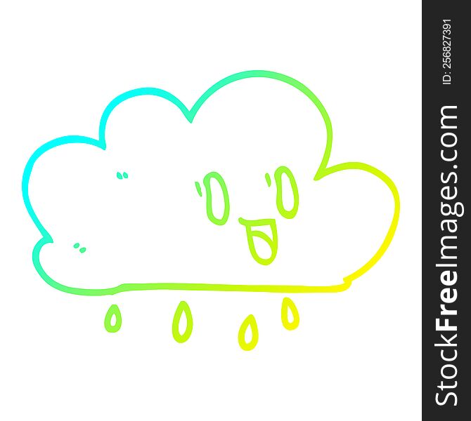 cold gradient line drawing of a cartoon expressive weather cloud