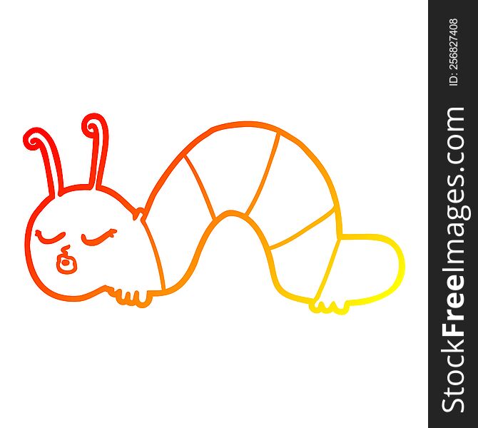 warm gradient line drawing of a cartoon caterpillar