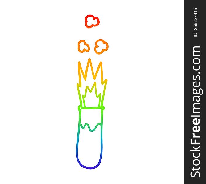 rainbow gradient line drawing of a cartoon chemical reaction