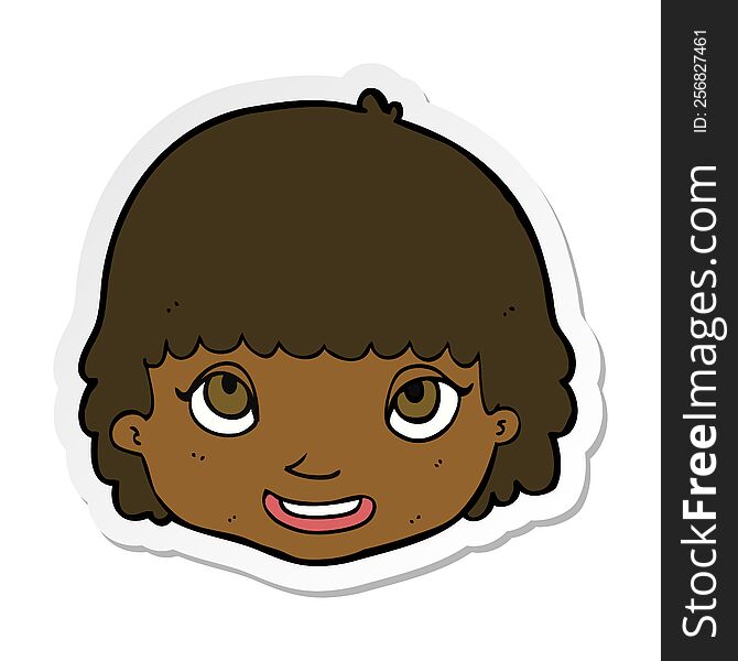 Sticker Of A Cartoon Happy Female Face