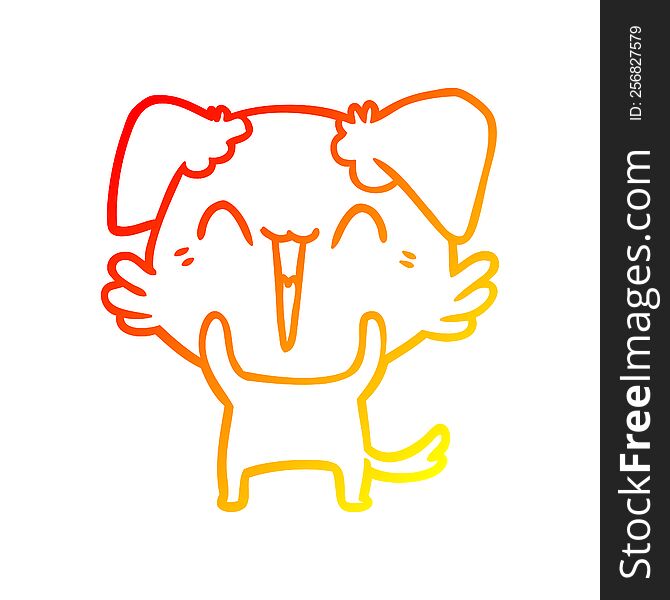 warm gradient line drawing of a happy little dog cartoon