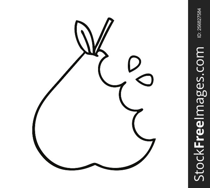 Line Drawing Cartoon Green Pear