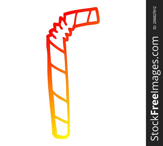 warm gradient line drawing of a cartoon striped straw