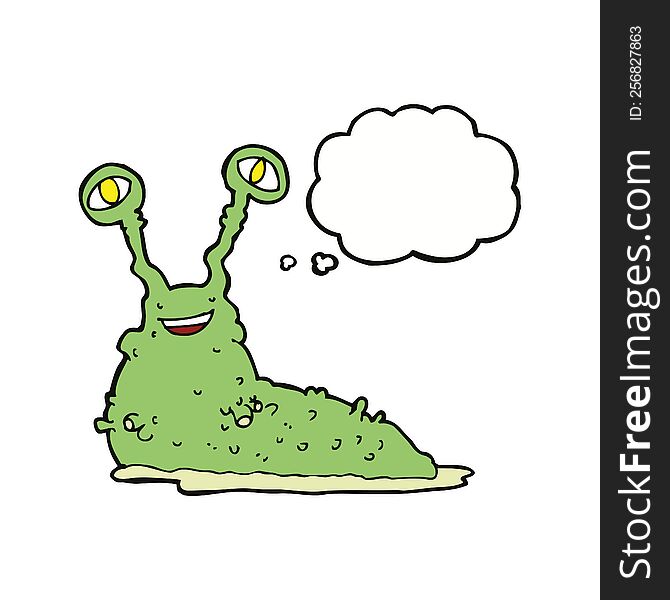 Cartoon Slug With Thought Bubble