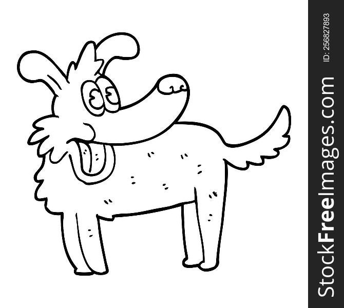 Line Drawing Cartoon Happy Dog