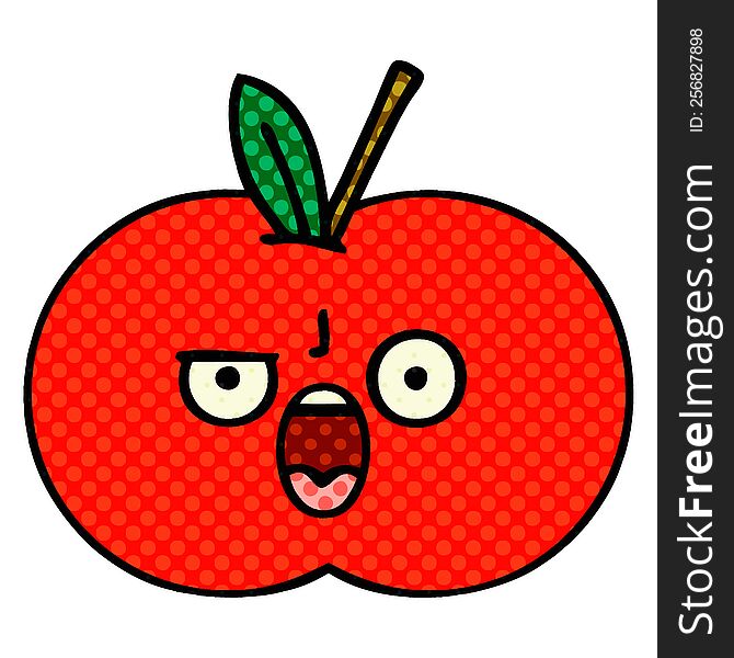 comic book style cartoon red apple