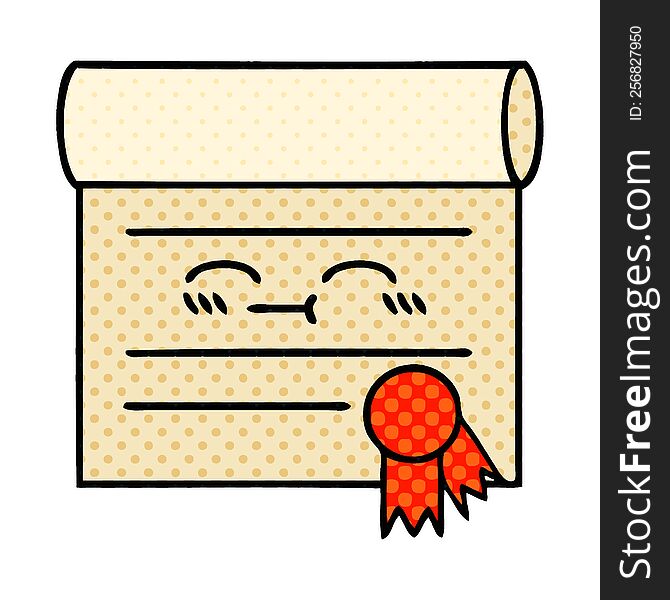 comic book style cartoon of a certificate