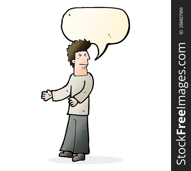 Cartoon Disgusted Man With Speech Bubble