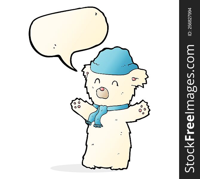 Cartoon Cute Polar Bear With Speech Bubble