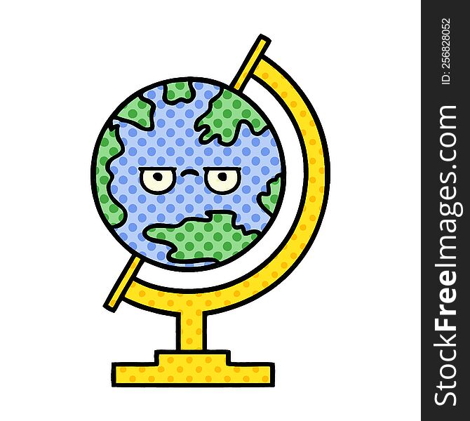 Comic Book Style Cartoon Globe Of The World