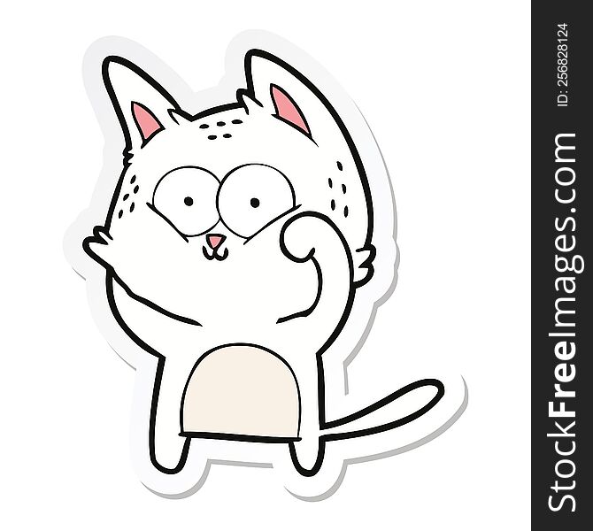 sticker of a cartoon cat being cute