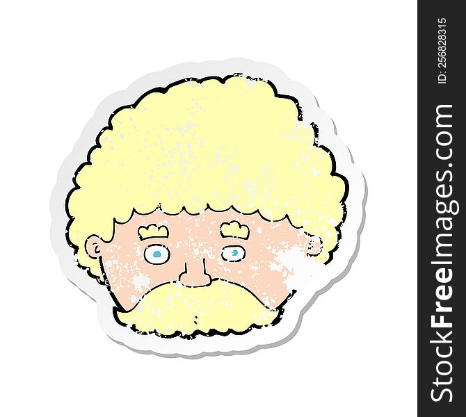 Retro Distressed Sticker Of A Cartoon Man With Mustache