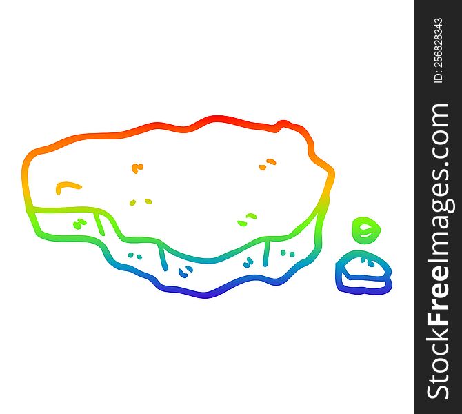 Rainbow Gradient Line Drawing Cartoon Old Rock